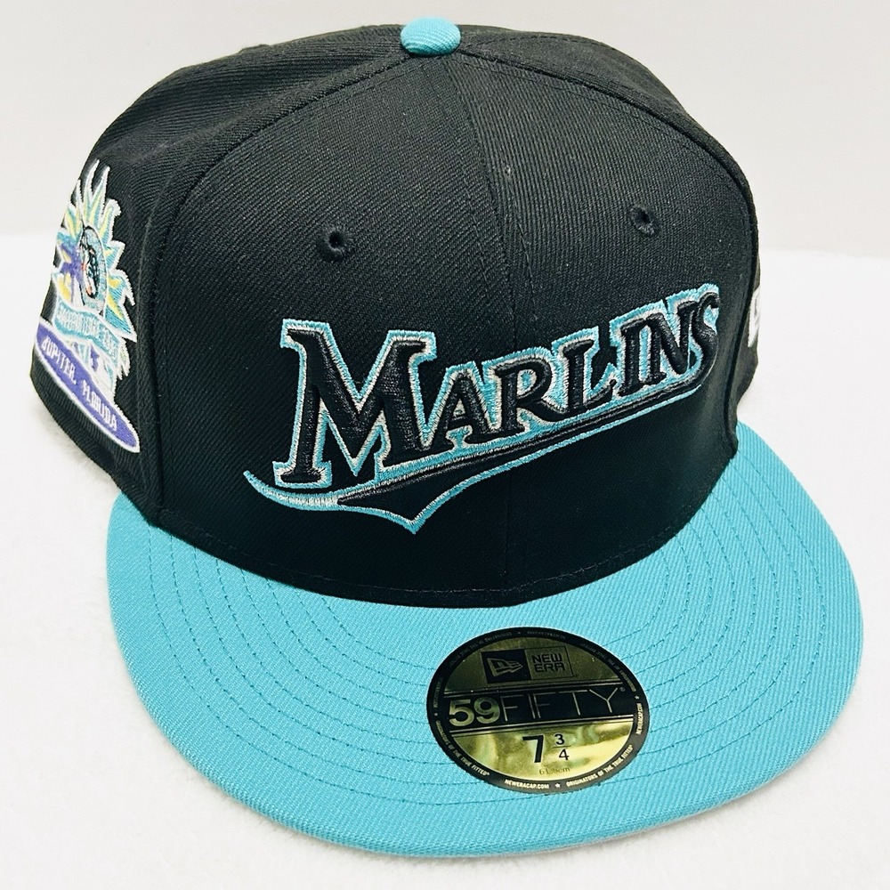 New Era Florida Marlins Spring Training 59FIFTY Fitted Hat Cap 7 3/4 Black‎ MLB